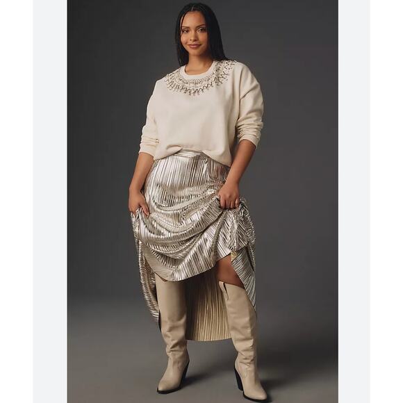 Anthropologie Maeve Embellished Collar Pullover Size L NWT - Picture 4 of 13